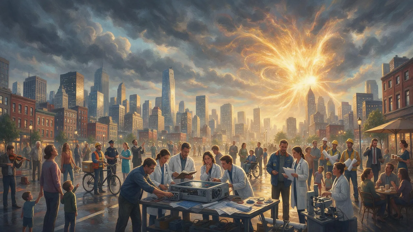 The day's cover: one painted scene made from today's pieces