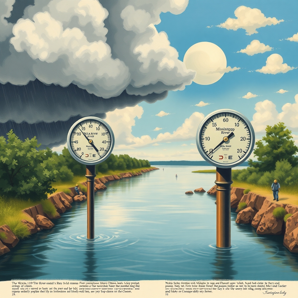 Rivers move in opposite directions amid differing weather patterns