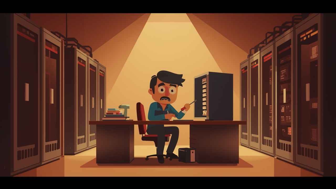 Technician repairs vulnerable DNS server software